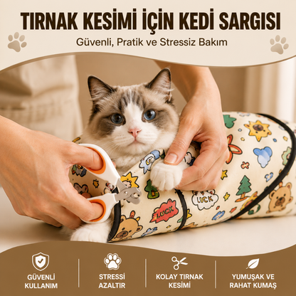 PatiÖdül™ Kendinden Yapışkanlı Kedi Bakım & Sakinleştirici Kundağı