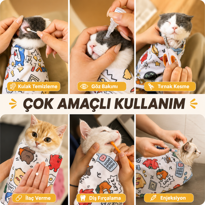 PatiÖdül™ Kendinden Yapışkanlı Kedi Bakım & Sakinleştirici Kundağı